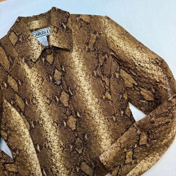 Carlisle Jacket Size 6 Cropped Snake Print Structured Quilted Blazer Y2K Vintage - Picture 12 of 13